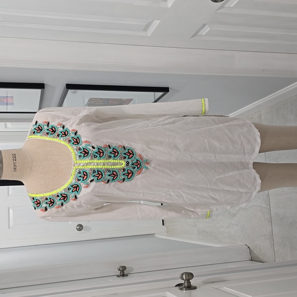 Boho-Chic Sheer Beaded  Top - Picture 1 of 7